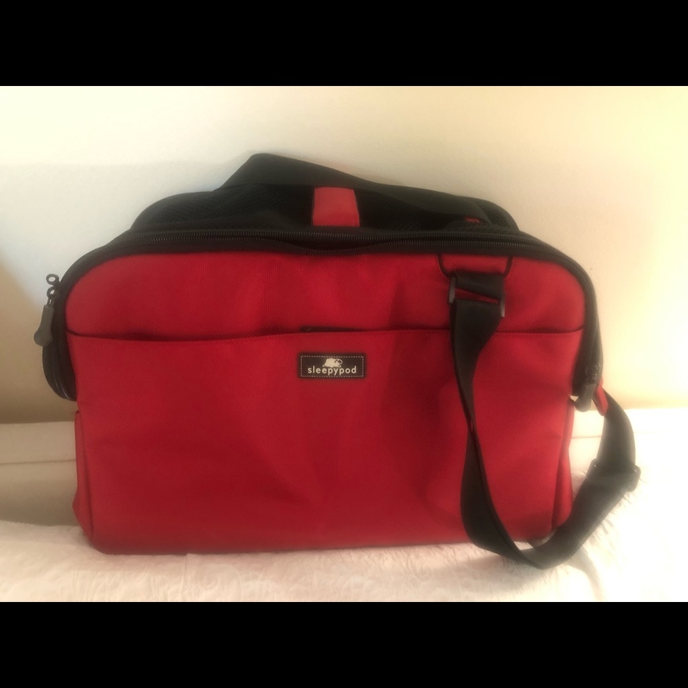 Sleepypod Red and Black  10.5 tall 7 wide 15 long  perfect cond. barely used